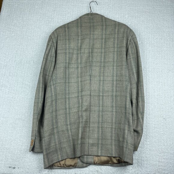 Alberto Cardinali Italy Made Wool Golden Brown Plaid Blazer Sport Coat Sz 50 - Picture 15 of 16